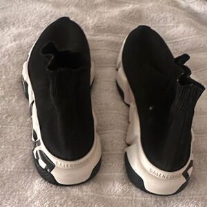 Balenciaga Kids Black and White Slip-On Sneakers